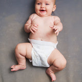 Newborn baby in Lovekins TriplePro Bio nappy